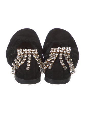 Stuart Weitzman Suede Crystal Embellishments Ballet Flats