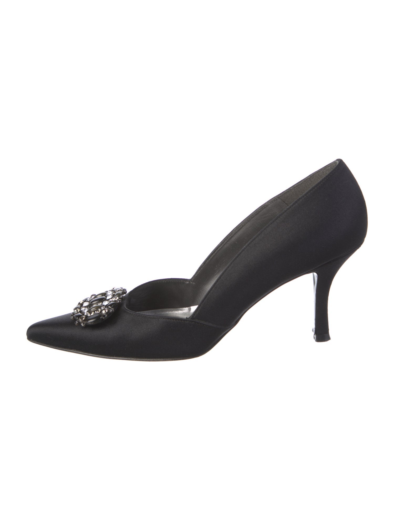 Stuart Weitzman Satin Crystal Embellishments Pumps