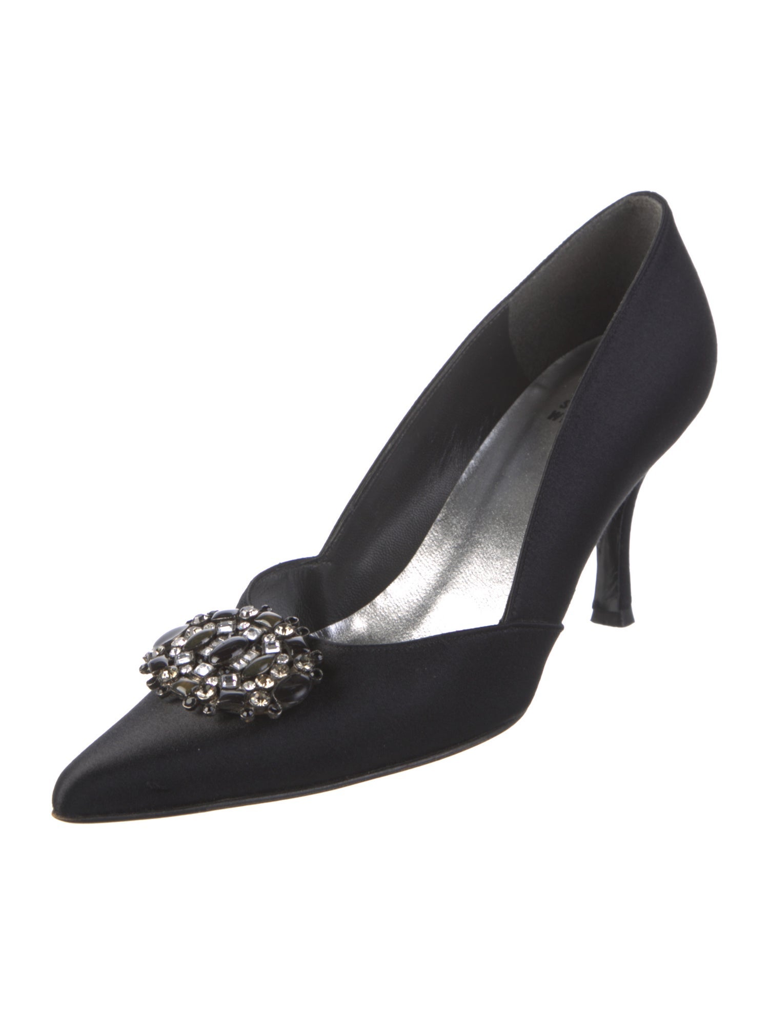 Stuart Weitzman Satin Crystal Embellishments Pumps