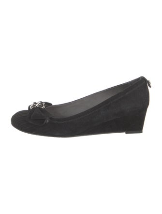 Stuart Weitzman Suede Chain-Link Accents Ballet Flats