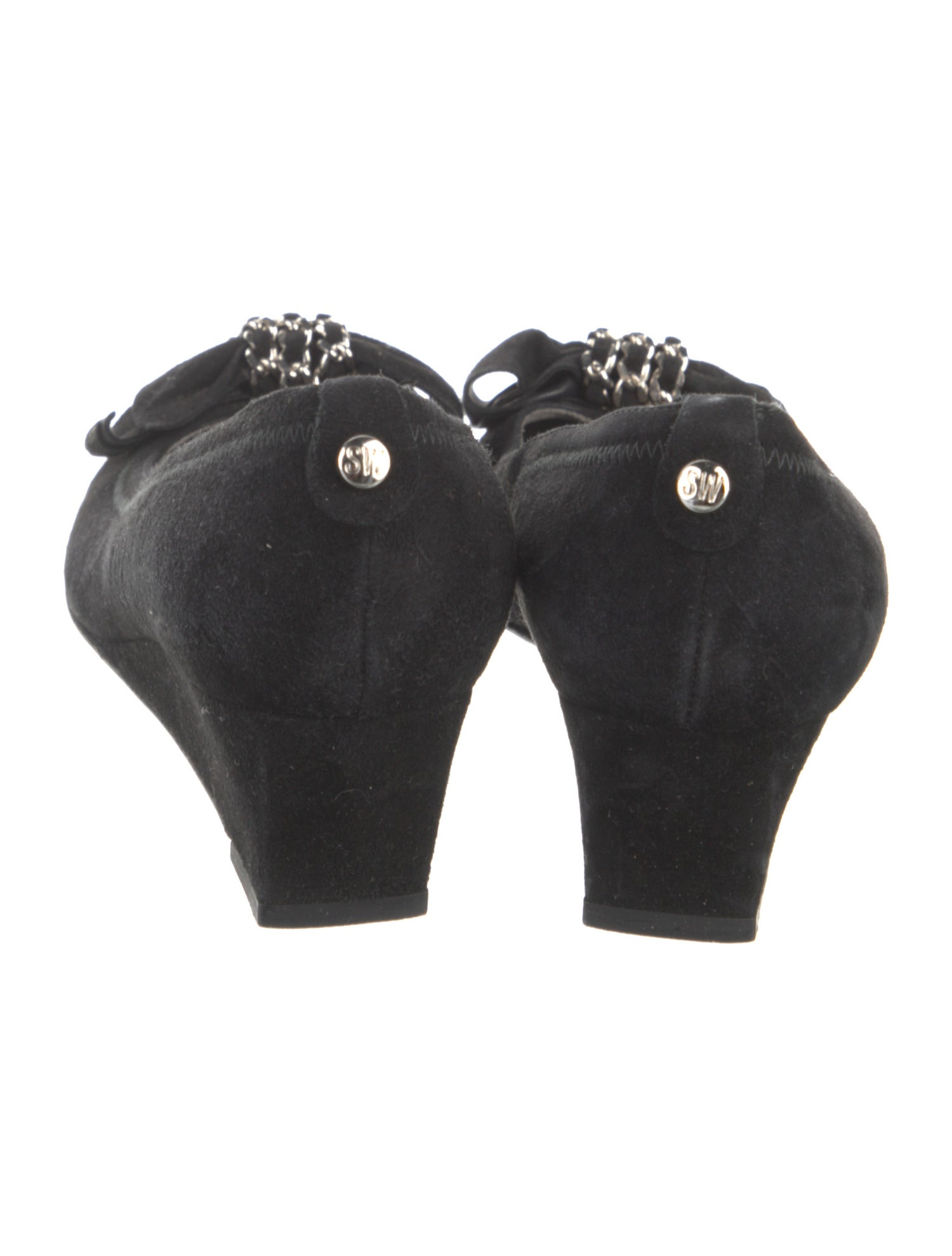 Stuart Weitzman Suede Chain-Link Accents Ballet Flats