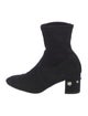 Stuart Weitzman Faux Pearl Accents Suede Sock Boots