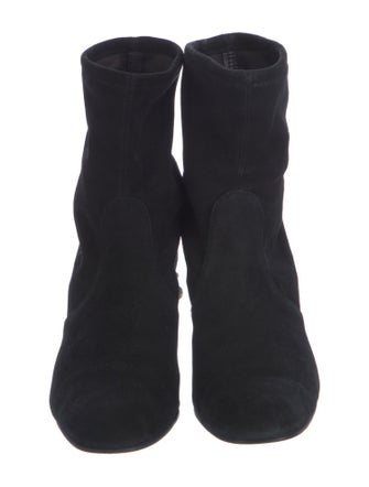Stuart Weitzman Faux Pearl Accents Suede Sock Boots