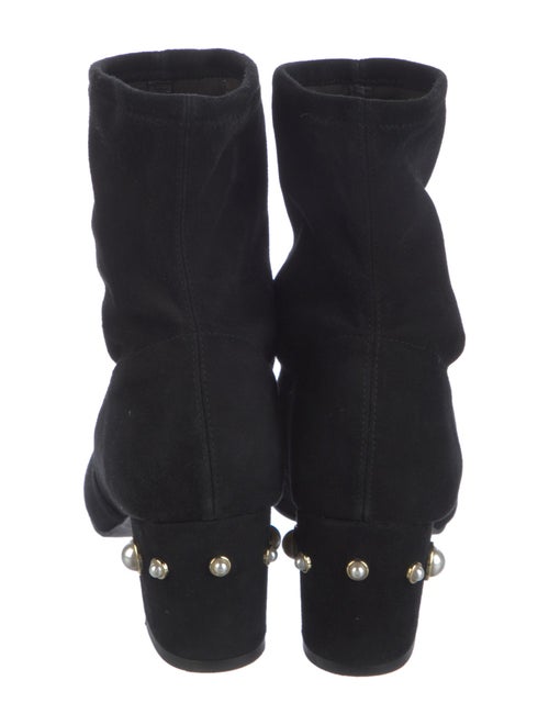 Stuart Weitzman Faux Pearl Accents Suede Sock Boots