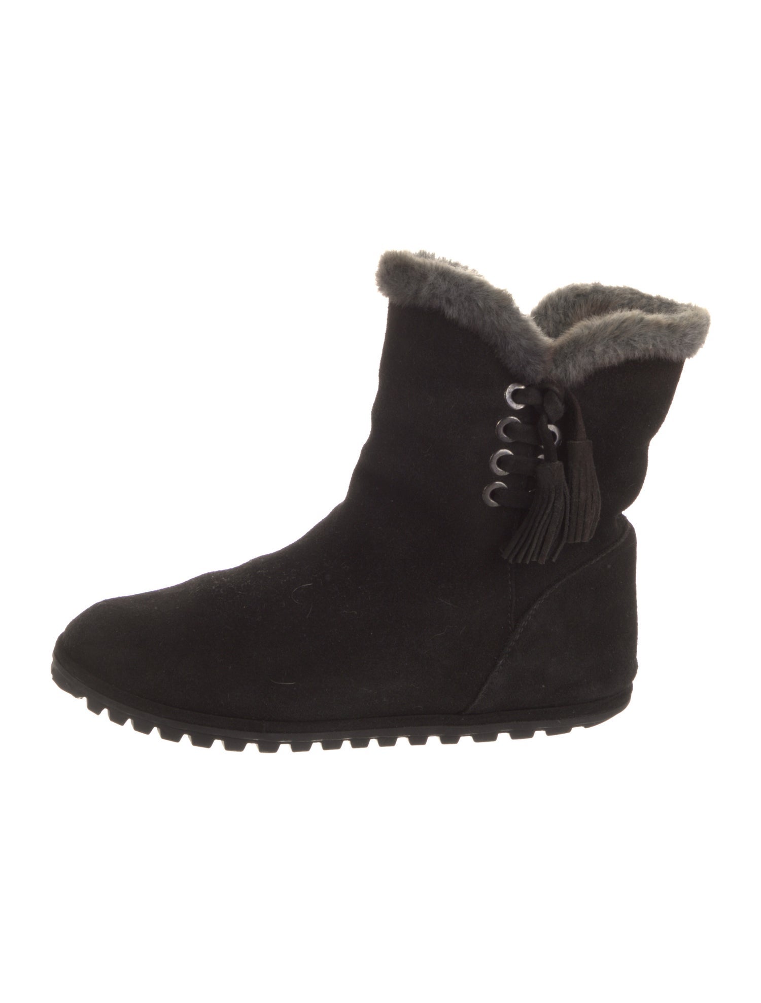 Stuart Weitzman Suede Faux Fur Trim Boots