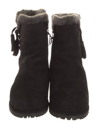 Stuart Weitzman Suede Faux Fur Trim Boots