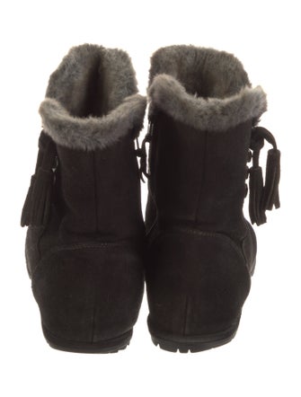 Stuart Weitzman Suede Faux Fur Trim Boots