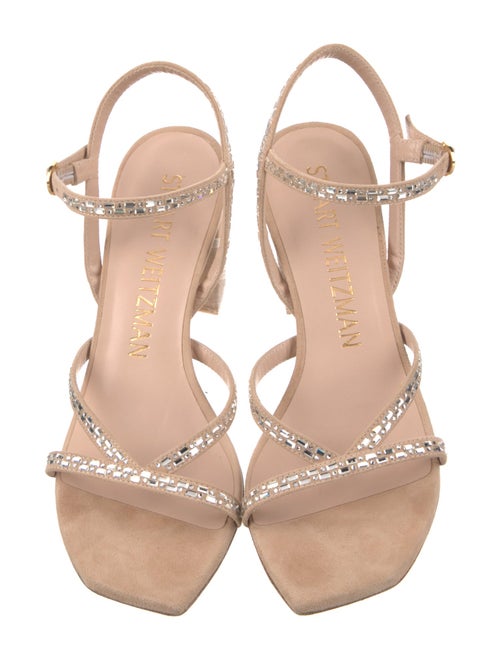 Stuart Weitzman Suede Crystal Embellishments Sandals