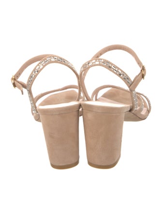 Stuart Weitzman Suede Crystal Embellishments Sandals