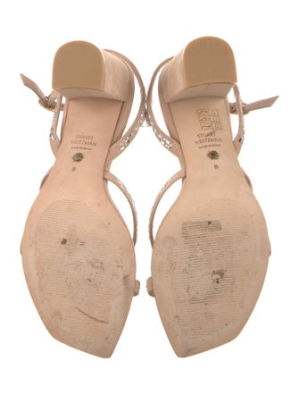 Stuart Weitzman Suede Crystal Embellishments Sandals