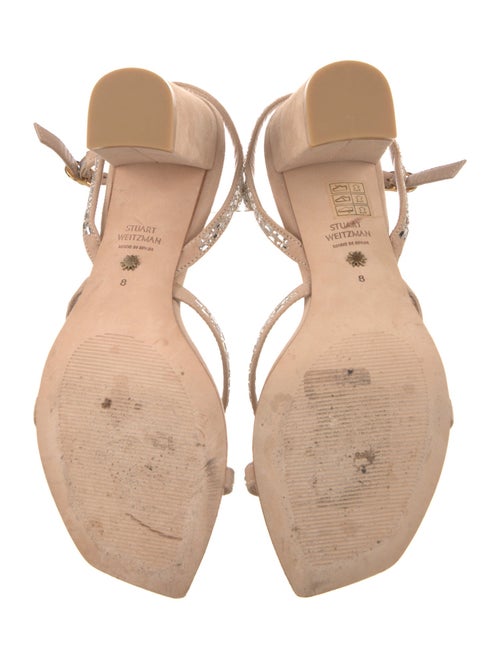 Stuart Weitzman Suede Crystal Embellishments Sandals
