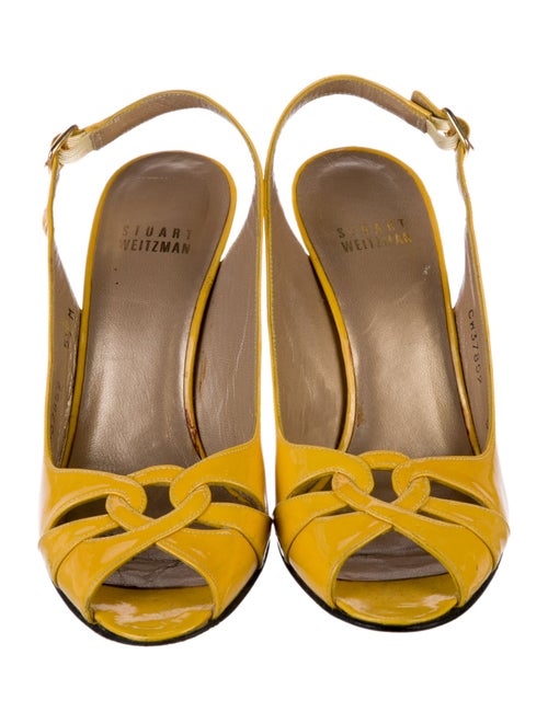 Stuart Weitzman Patent Leather Printed Slingback Sandals