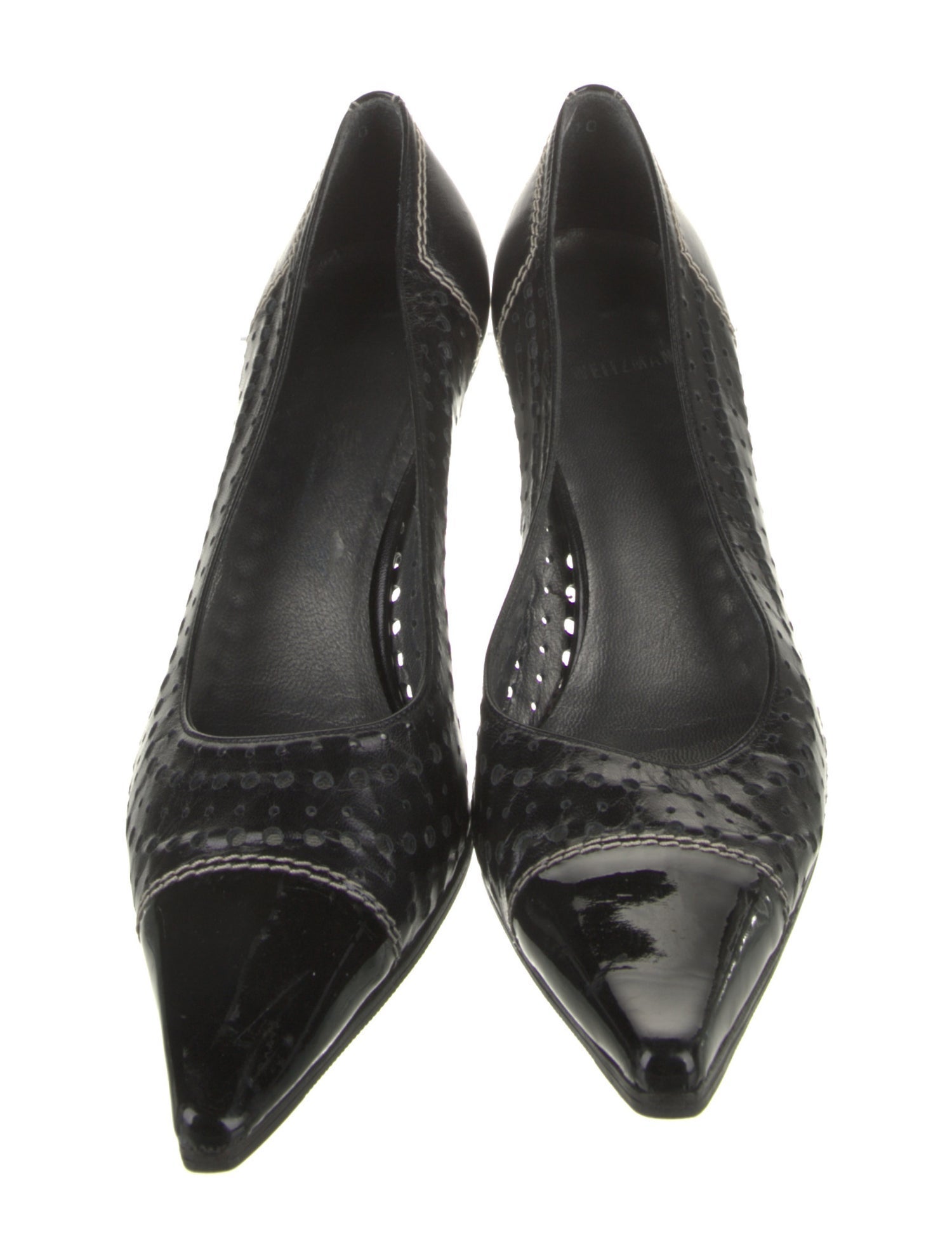 Stuart Weitzman Leather Cutout Accent Pumps