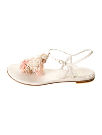 Stuart Weitzman Leather Tassel Accents Slides