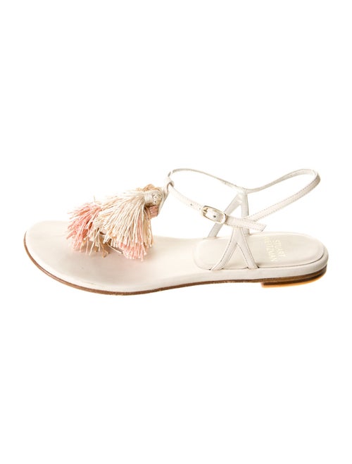 Stuart Weitzman Leather Tassel Accents Slides