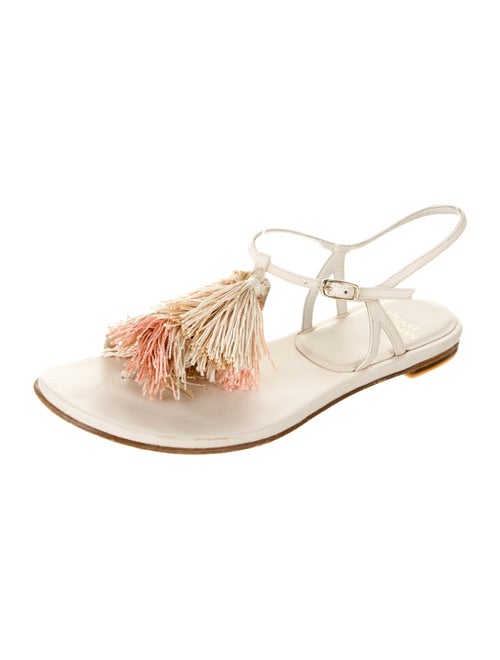 Stuart Weitzman Leather Tassel Accents Slides