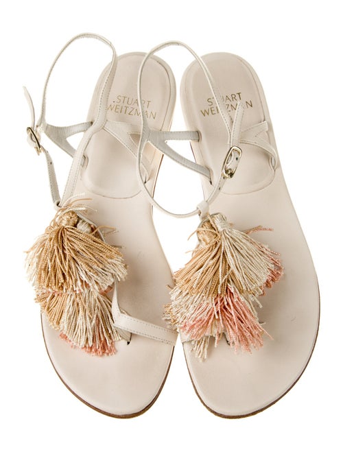 Stuart Weitzman Leather Tassel Accents Slides