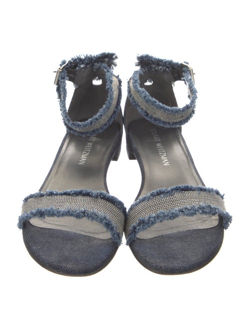 Stuart Weitzman Denim Raw-Edge Trim Sandals