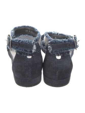 Stuart Weitzman Denim Raw-Edge Trim Sandals