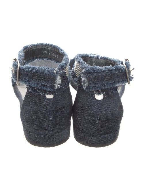 Stuart Weitzman Denim Raw-Edge Trim Sandals