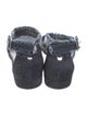 Stuart Weitzman Denim Raw-Edge Trim Sandals