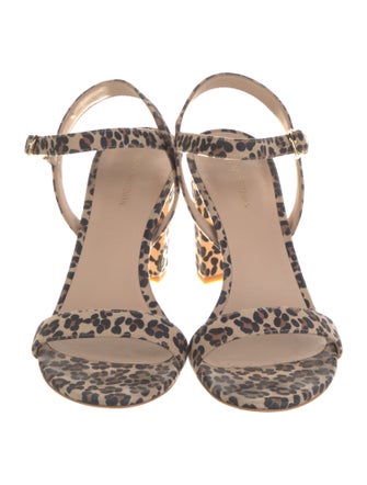 Stuart Weitzman Suede Animal Print Sandals