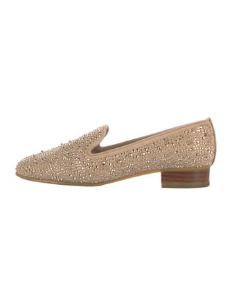 Stuart Weitzman Suede Studded Accents Loafers
