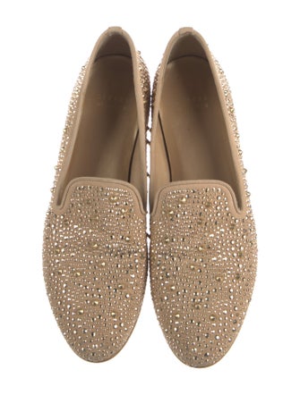 Stuart Weitzman Suede Studded Accents Loafers