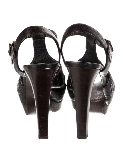 Stuart Weitzman Leather Studded Accents T-Strap Sandals