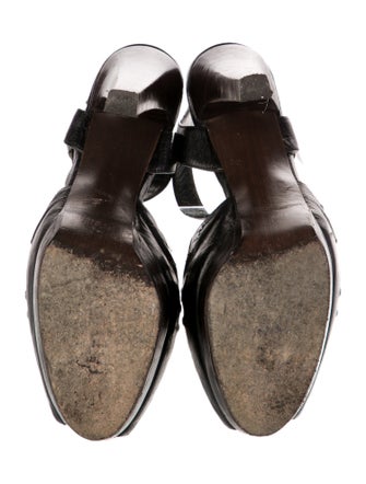 Stuart Weitzman Leather Studded Accents T-Strap Sandals