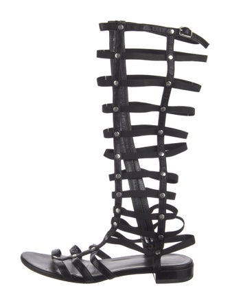 Stuart Weitzman Leather Studded Accents Gladiator Sandals