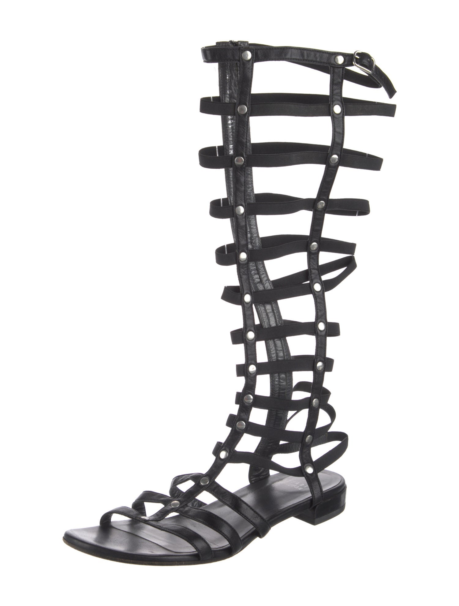 Stuart Weitzman Leather Studded Accents Gladiator Sandals
