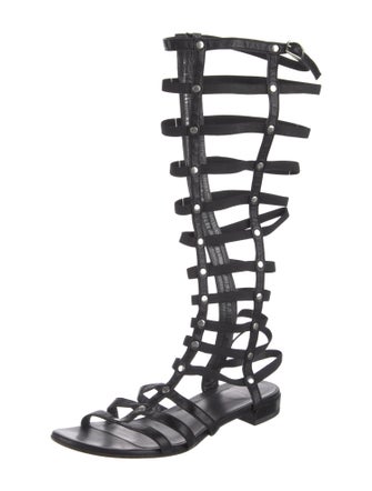 Stuart Weitzman Leather Studded Accents Gladiator Sandals