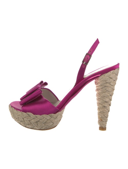 Stuart Weitzman Satin Bow Accents Slingback Sandals