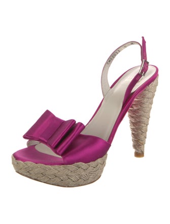 Stuart Weitzman Satin Bow Accents Slingback Sandals