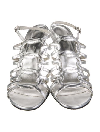 Stuart Weitzman Leather Cutout Accent Slingback Sandals