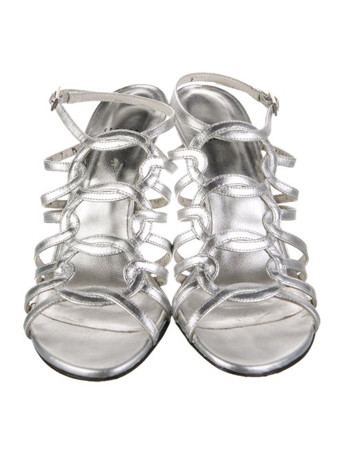 Stuart Weitzman Leather Cutout Accent Slingback Sandals