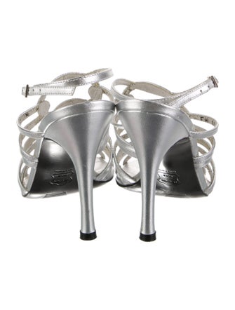 Stuart Weitzman Leather Cutout Accent Slingback Sandals