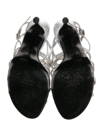 Stuart Weitzman Leather Cutout Accent Slingback Sandals