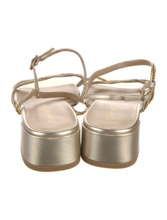 Stuart Weitzman Leather Chain-Link Accents Sandals