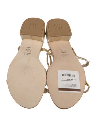 Stuart Weitzman Leather Chain-Link Accents Sandals