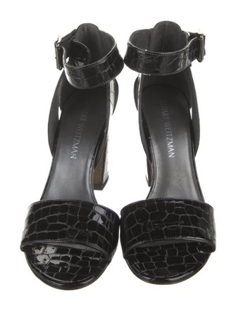 Stuart Weitzman Patent Leather Cutout Accent Sandals