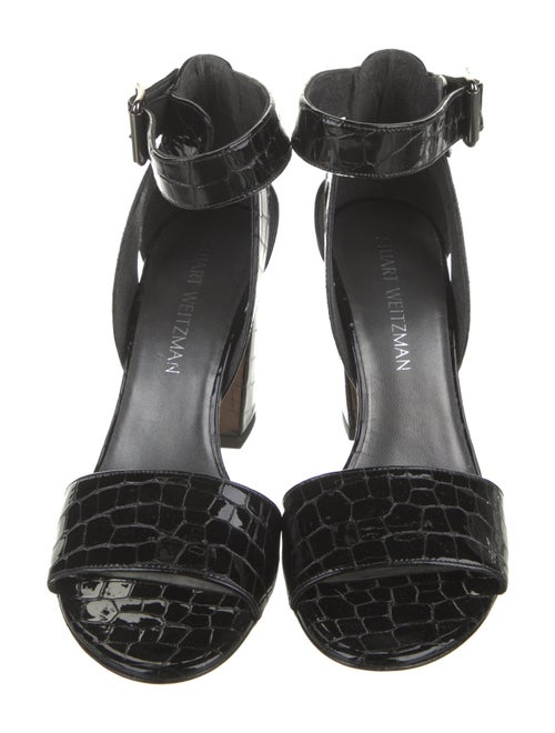 Stuart Weitzman Patent Leather Cutout Accent Sandals