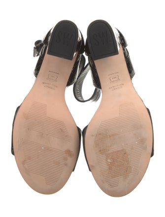 Stuart Weitzman Patent Leather Cutout Accent Sandals