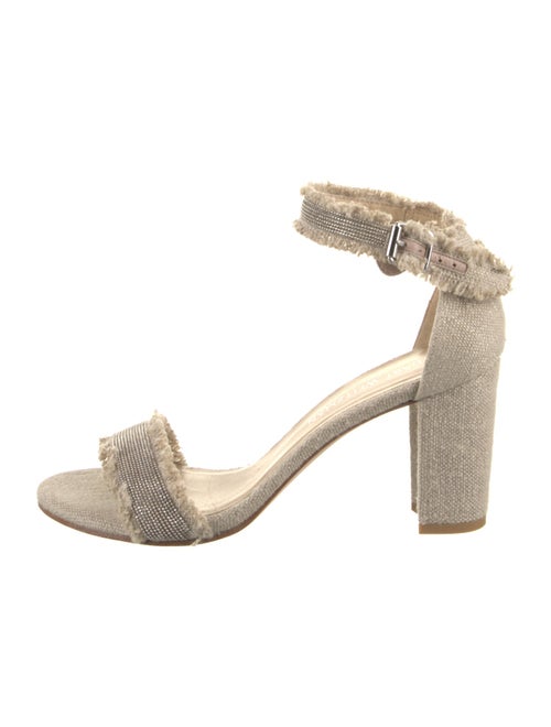 Stuart Weitzman Canvas Beaded Accents Sandals