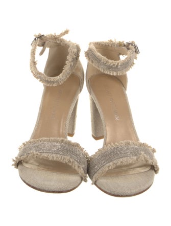 Stuart Weitzman Canvas Beaded Accents Sandals