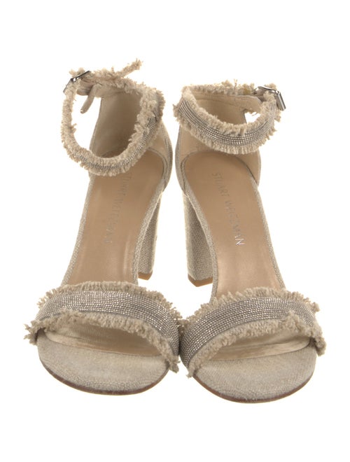 Stuart Weitzman Canvas Beaded Accents Sandals