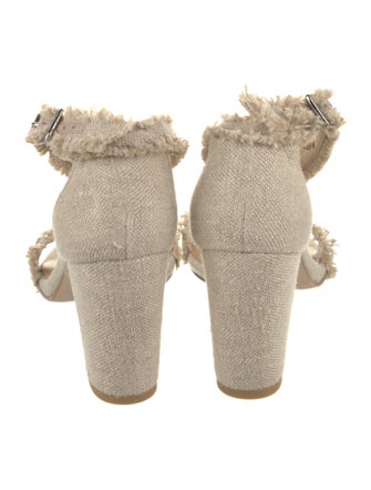 Stuart Weitzman Canvas Beaded Accents Sandals
