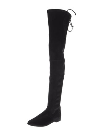 Stuart Weitzman Velvet Lace-Up Boots