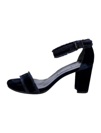 Stuart Weitzman Velvet Fringe Trim Accent Sandals